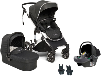 Beemoo Maxi 4 Duovogn inkl. Route i-Size Autostol Baby, Black Silver/Mineral Grey