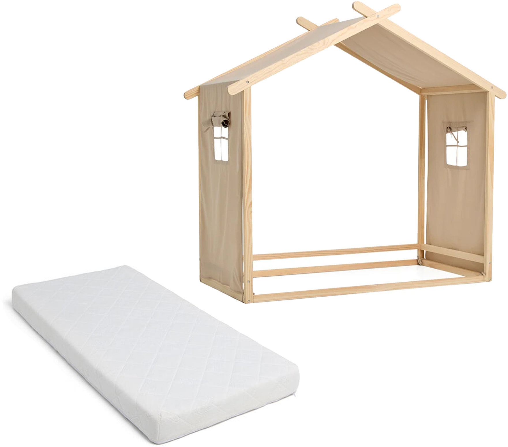 Minitude LEVI Juniorseng inkl. BabyMatex Madras Carpathia 70x140, Natur, Børnesenge