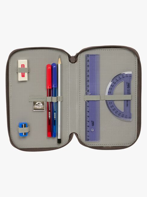 Jurassic World  Fyldt Penalhus med 3 Rum 37 Dele, Brun