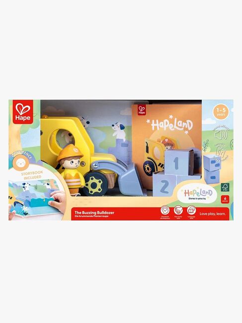 Hape Eventyrbog med Legesæt The Buzzing Bulldozer
