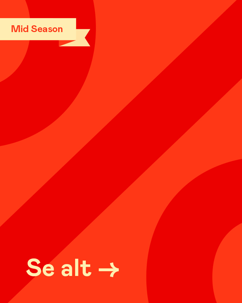 Rød grafisk flade med tekst “Se alt →”.