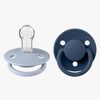 BIBS De Lux Sut 2-pak Silikone One Size Rund, Dusty Blue/Steel Blue