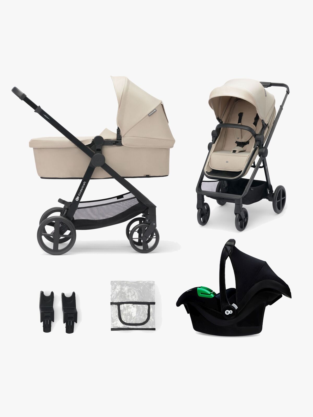 Kinderkraft 3-i-1 NEWLY Kombivogn Travelsystem, Sand Beige