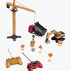 Alex's Garage Legetøjssæt med Radiostyret Gravemaskine, Lastbil og Manuel Løftekran 42 cm