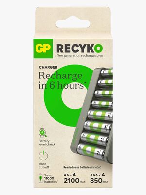 GP Batterier Recyko E821 8-Slot Charger, 4 AA + 4 AAA