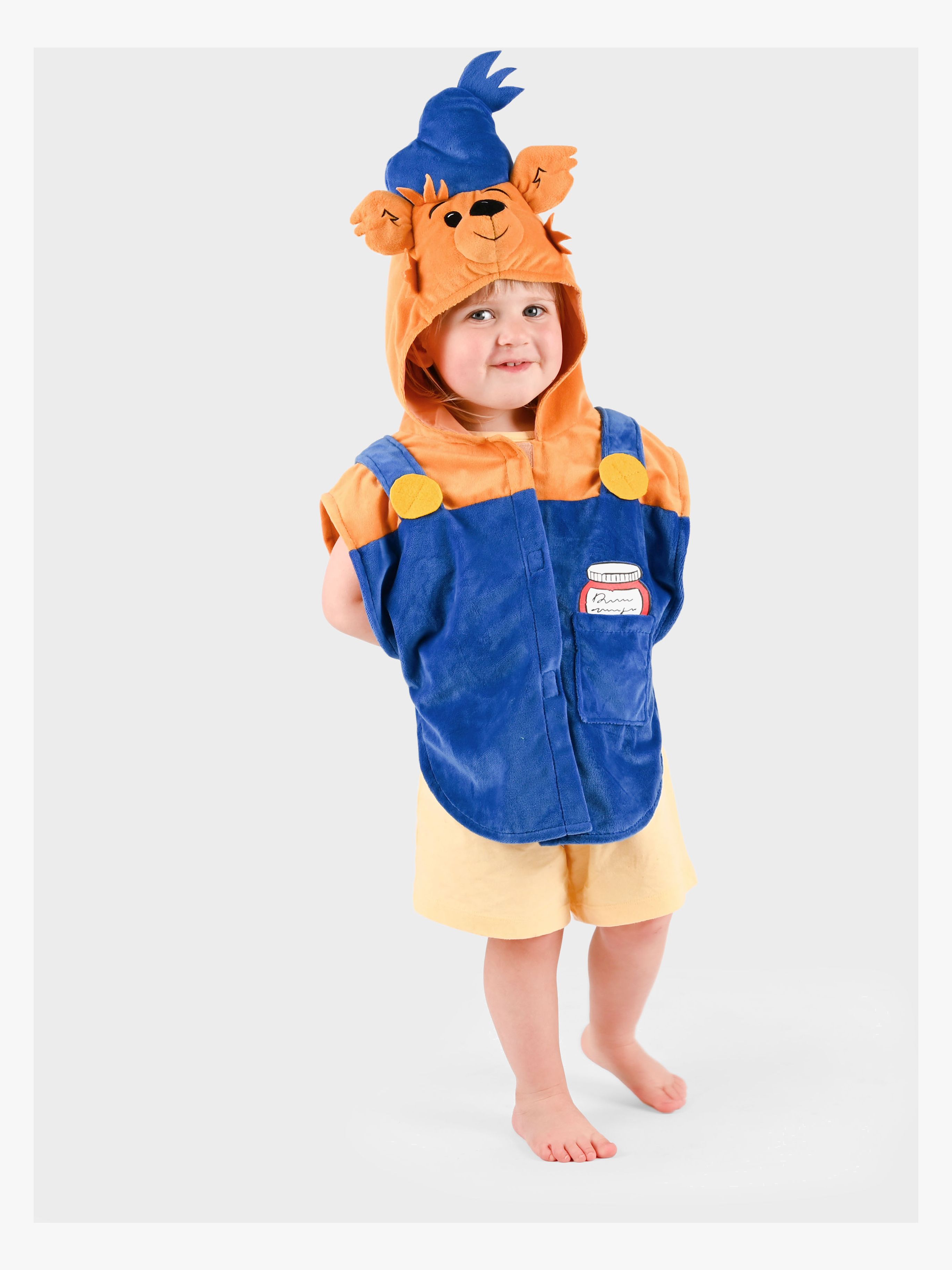 Den Goda Fen Kostume Bamse Verdens Stærkeste Bjørn 86-110 cm, Blå