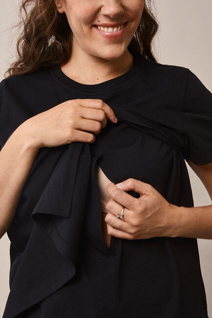 Boob Vente/Amme T-Shirt, Svart