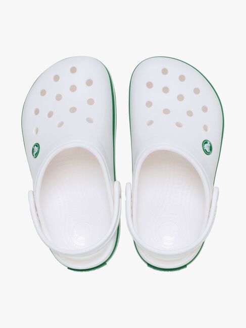 Crocs Crocband Clogs, White/Green Ivy