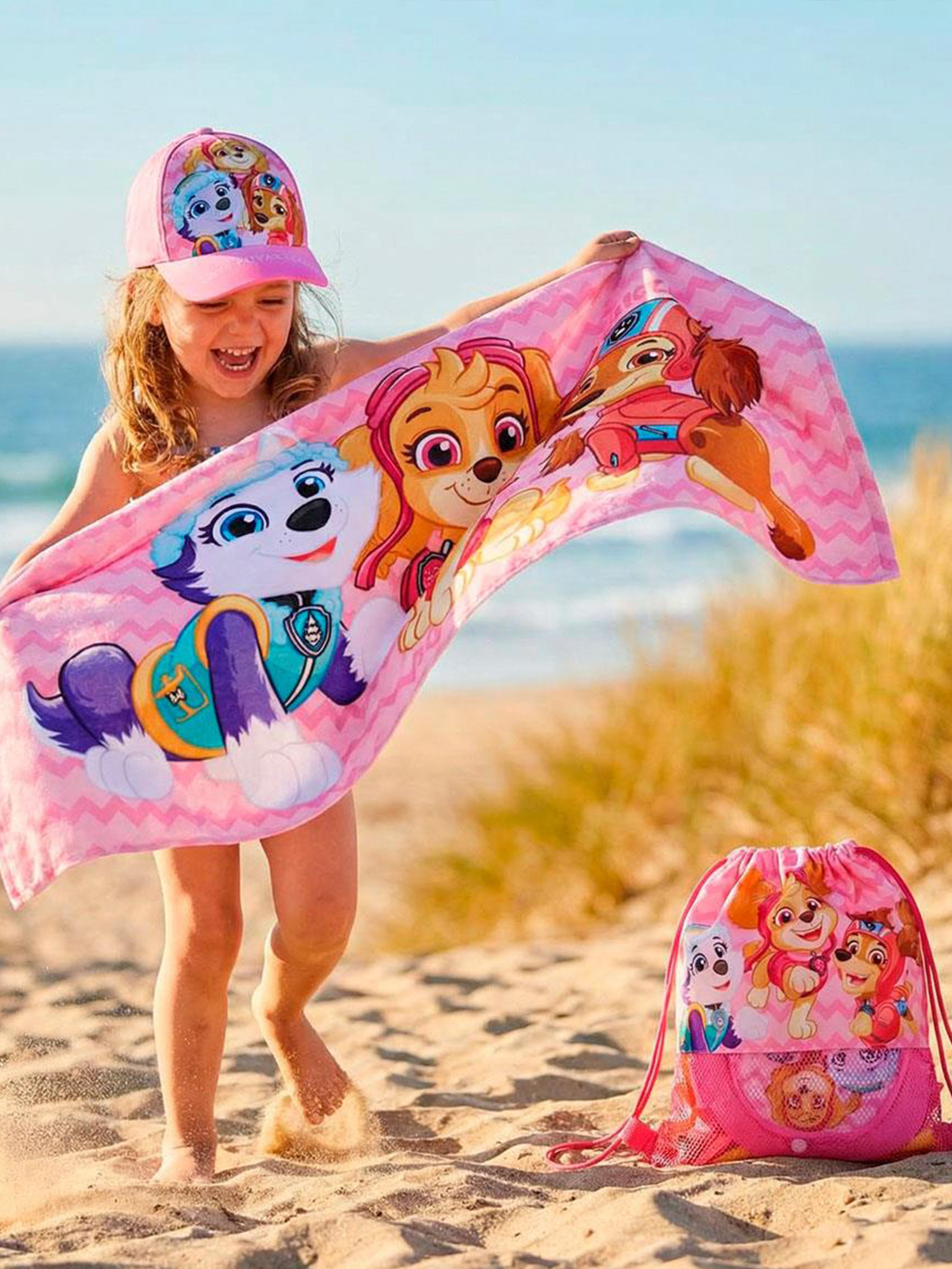 Paw Patrol Strandsæt med Håndklæde Kasket &  Gymnastikpose, Pink