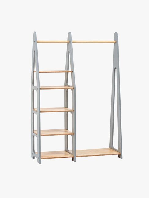 Duck Woodworks Knagerække med Hylder, Grå