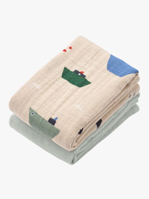 LIEWOOD Lewis Musselin Tæppe 2-pak, Sailing/Dove blue mix