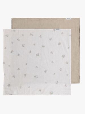 Baby's Only 65x65 Tæppe/ Stofble i Musselin 2-pak, Tender Beige/Clover