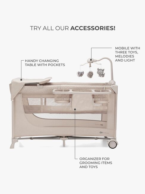 Kinderkraft JOY 2 Weekendseng med Tilbehør, Beige