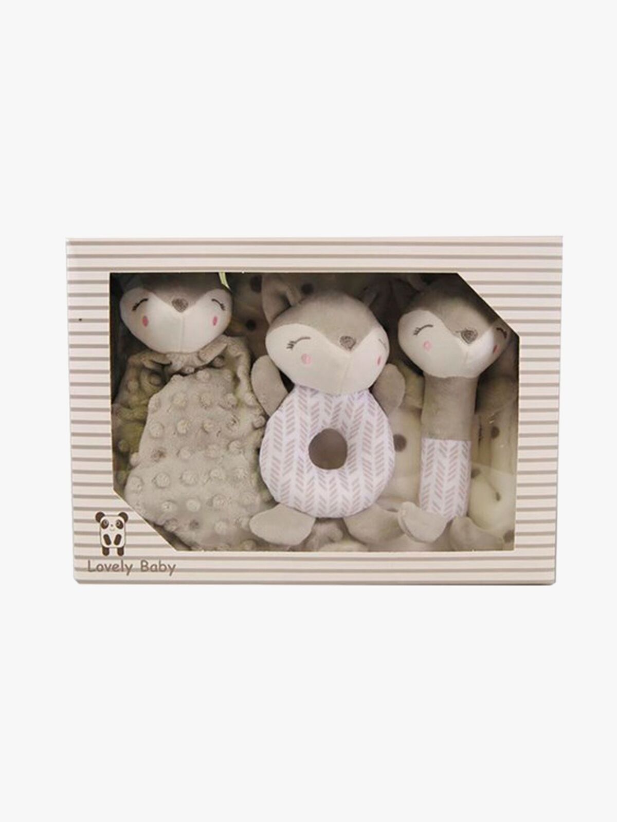 CarloBaby Fleecetæppe & Bamse Giftset Ræv, Grå