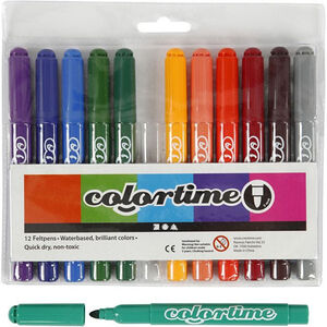 Colortime Tusser med 5 mm Filtspids, Kompletterende Farver, 12 stk.