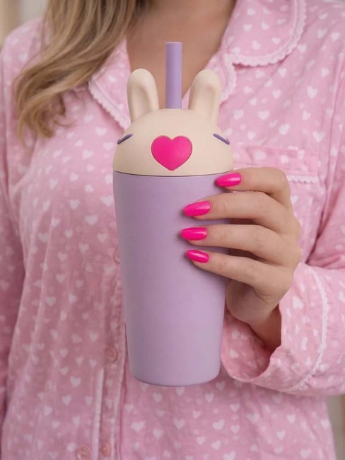 Asobu Bestie Tumbler Drikkedunk Kanin, Lyserød SBV54-RABBIT-4840_4a.jpg