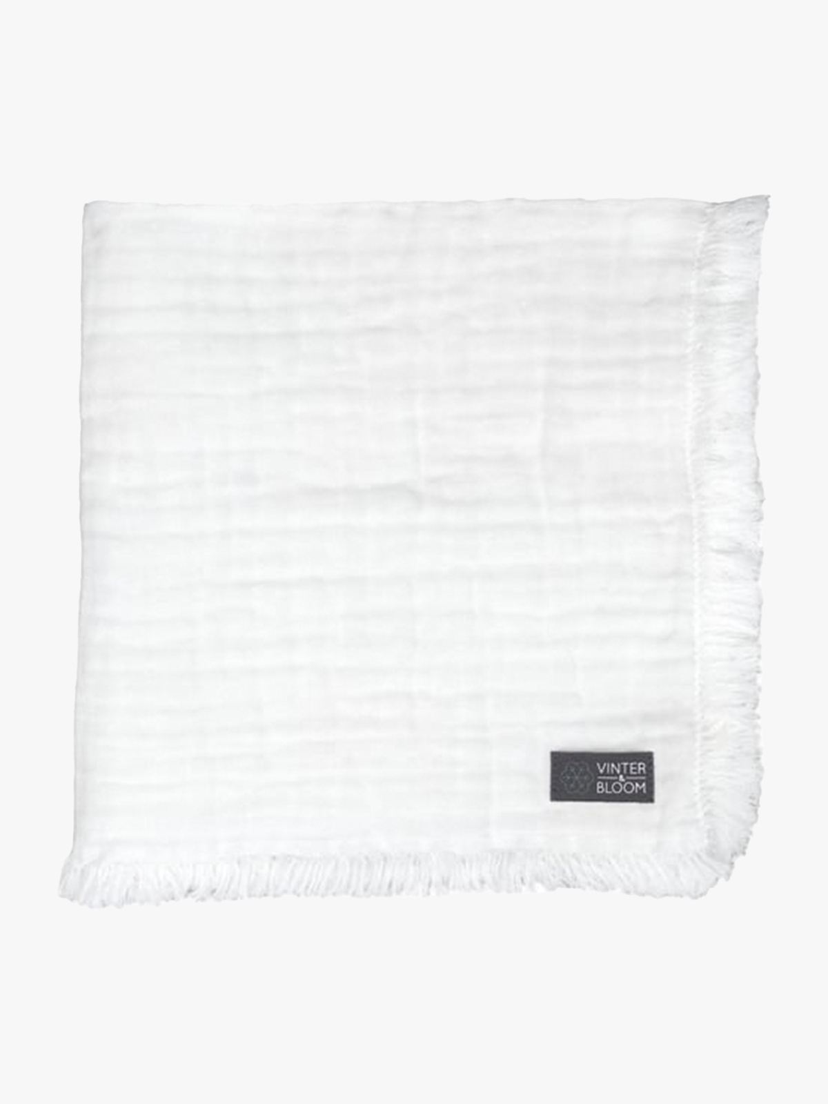 Vinter & Bloom Feather Tæppe/ Stofble i Musselin EKO, Bright White