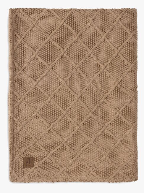 Jollein Strikket Tæppe Ternet Mønster med Bamsefleece, Biscuit