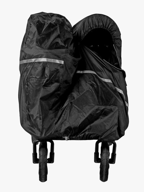 Tiny Travel Dobbelt Regnslag Søskendevogn, Sort