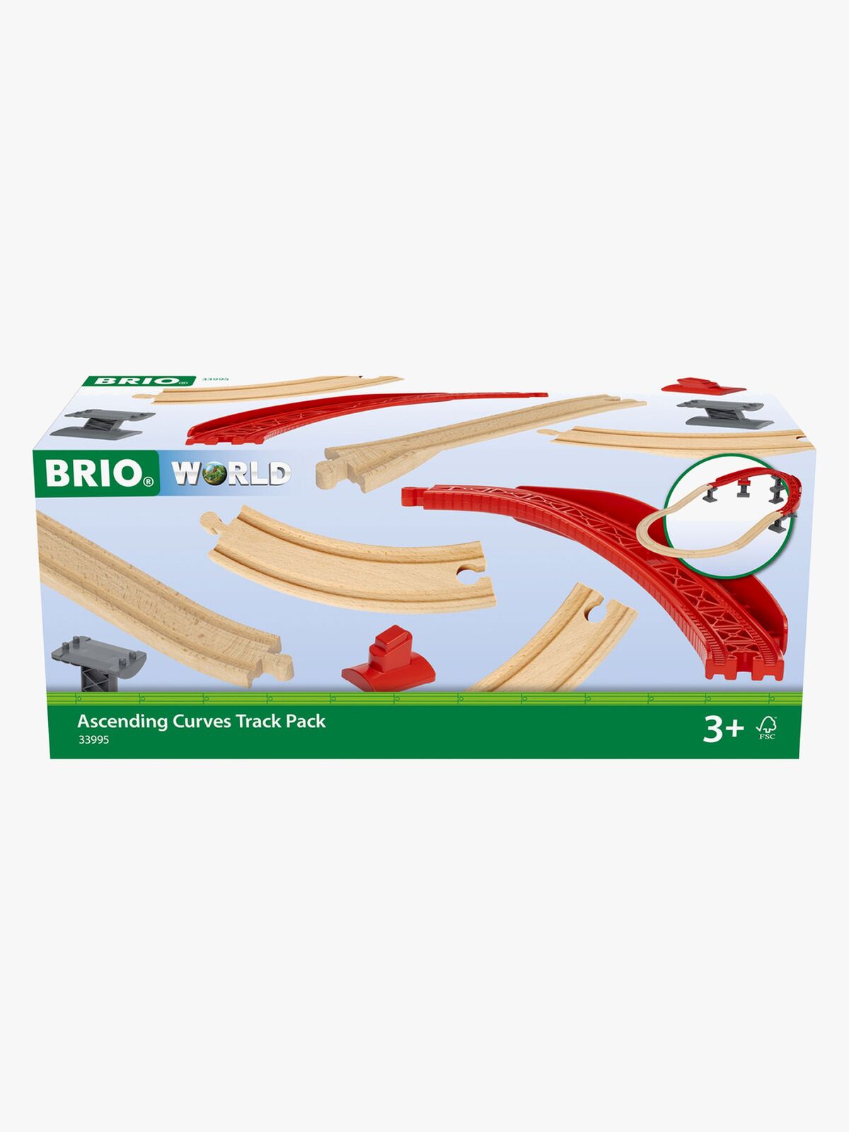 Brio World 33995 Pakke med hævede, buede skinner