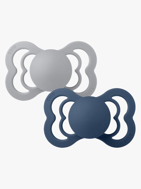 BIBS Supreme Sut 2-pak Silikone Str. 1, Cloud/Steel Blue
