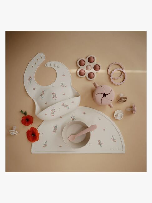 Mushie Dækkeserviet Silikone, Pink Flowers