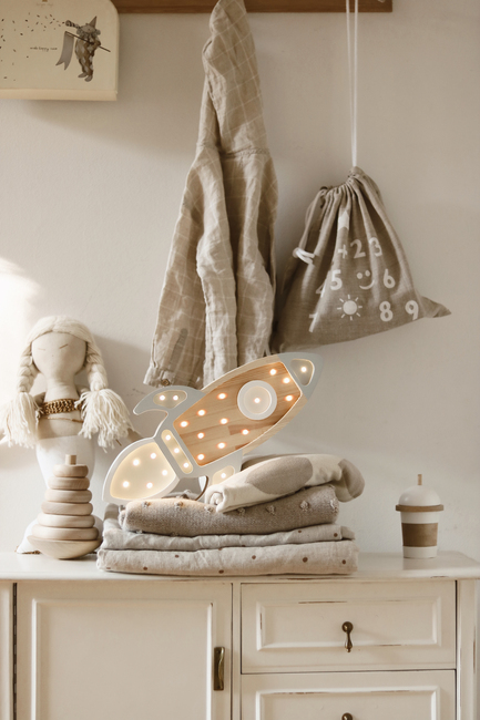 Little Lights Lampe Rumraket, Grey Wood