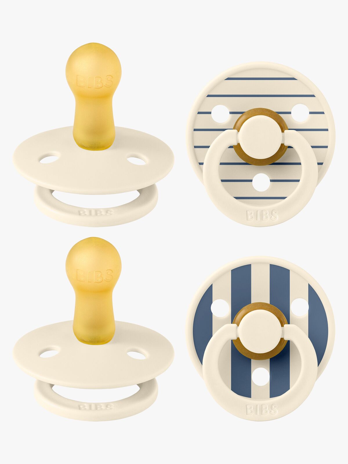 BIBS Studio Colour Sut 4-pak Latex Str. 2, Pin Ivory Vanilla/Pin Ivory Steel Blue