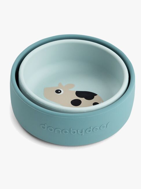 Done By Deer Dotti Silikone Skål 2-pak, Blue