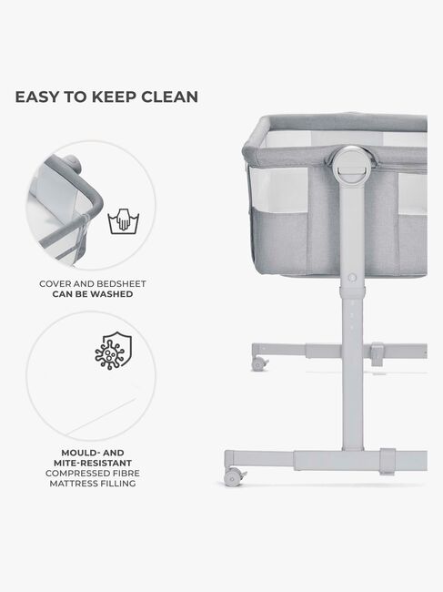 Kinderkraft Nestee Up 2 Bedside Crib, Full Light Grey