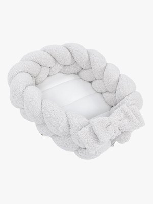 MeowBaby Bearly Babynest med Flettet Beskyttelse, Offwhite