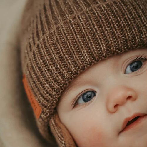 BabyMocs Hue med Øreklapper, Karamell