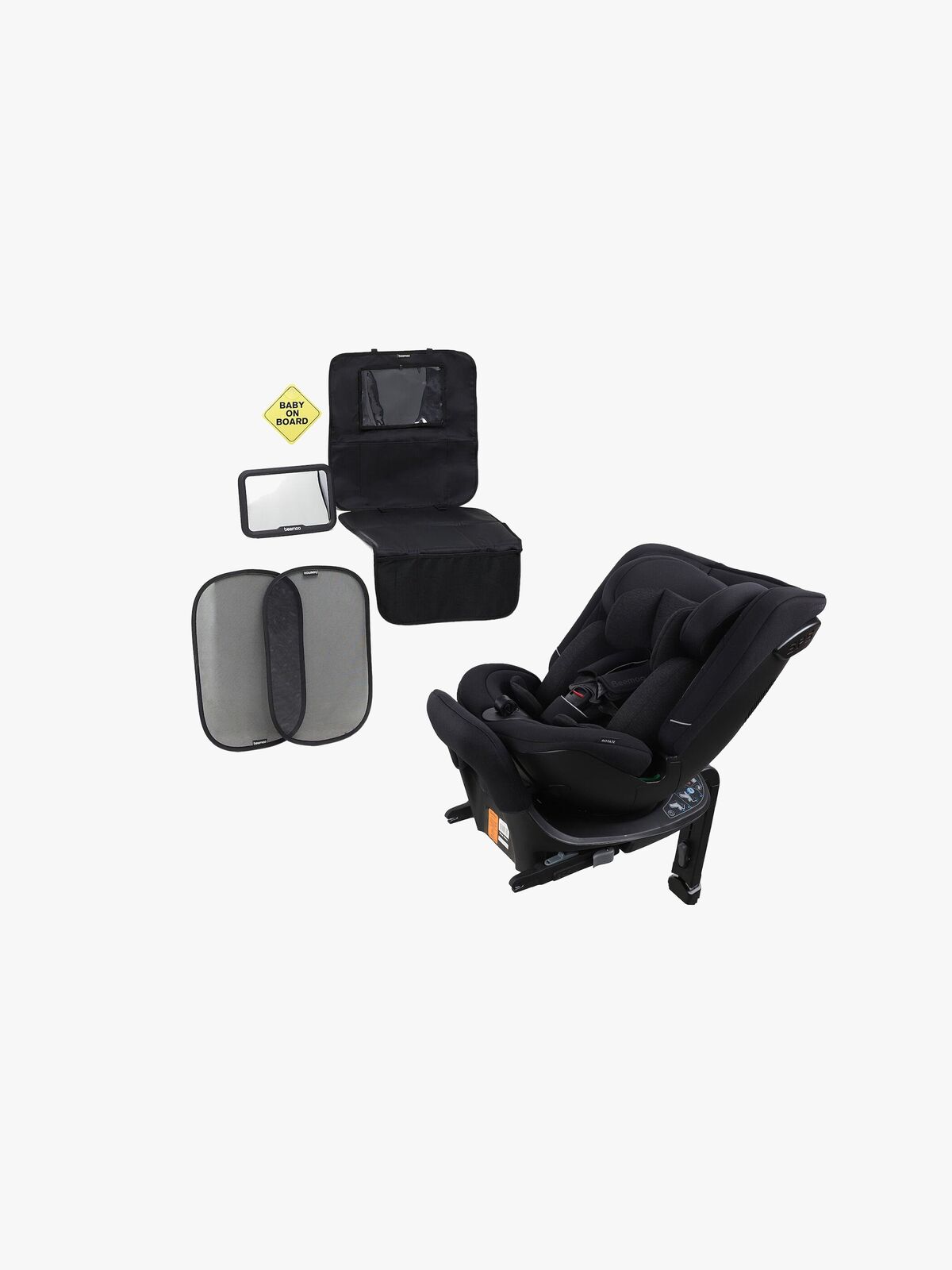 Beemoo Rotate i-Size Vendbar Autostol Inkl. Tilbehørspakke, Black Stone