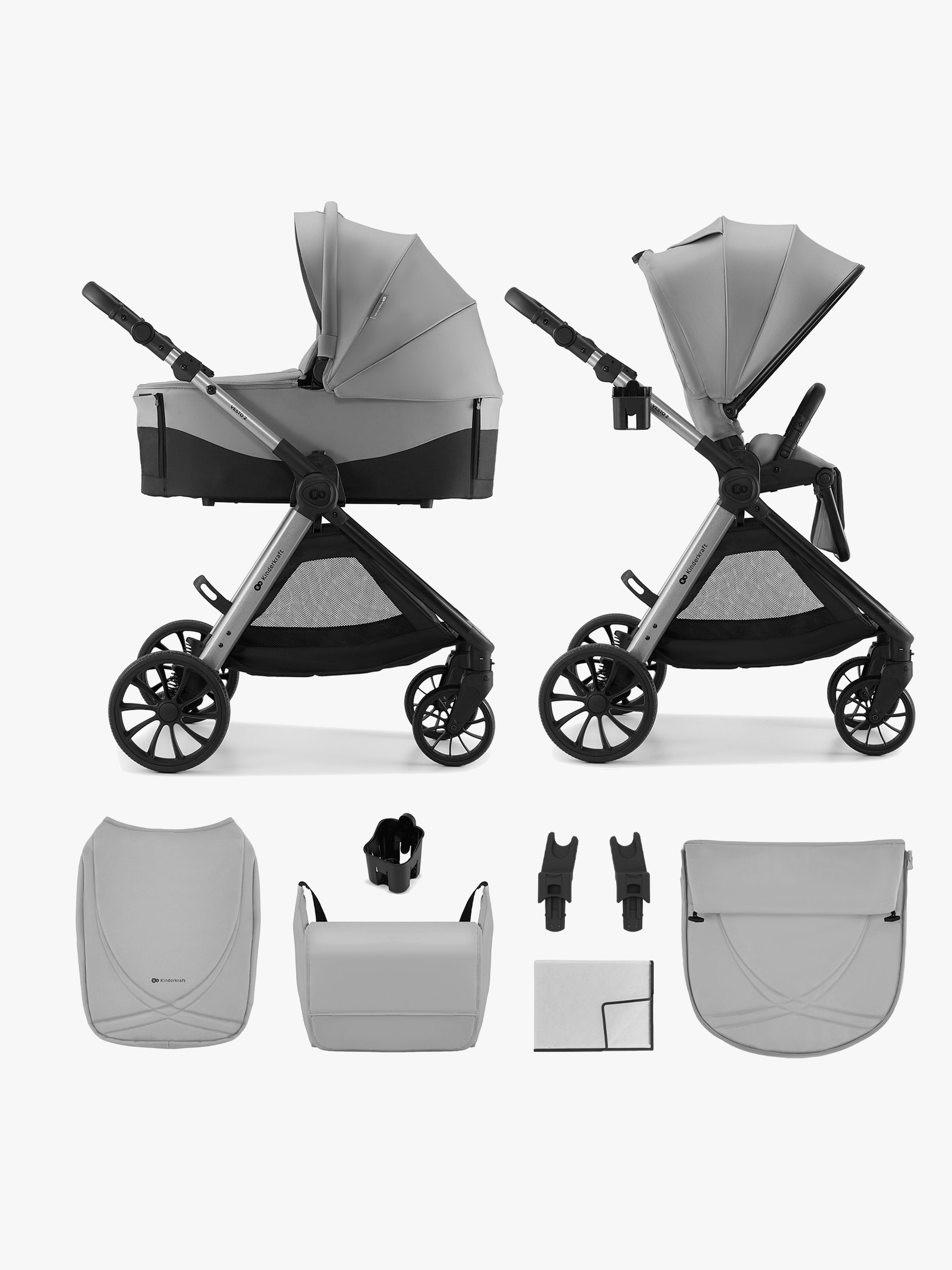 Kinderkraft Vesto 2 2-in-1 Duovogn, Grey