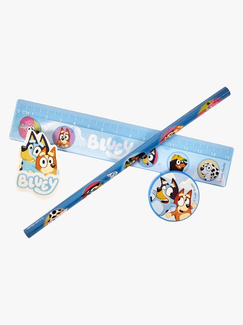 Bluey Skrivesæt med Farvekridt & Penalhus