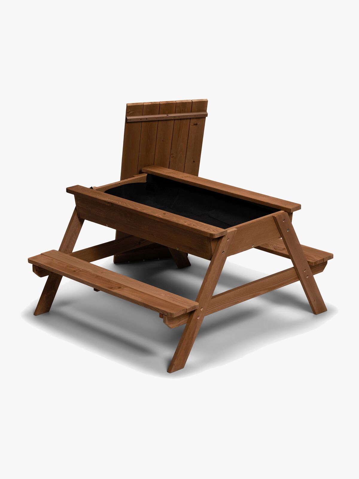 Woodlii Picnicbord med Sandkasse + Låg, Brun