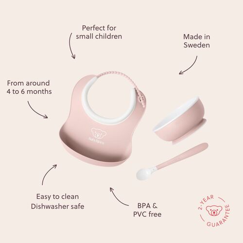 BabyBjörn Spisesæt 3 Dele, Lys Rosa