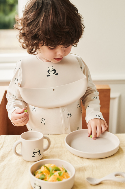 LIEWOOD Ember Mønstret Hagesmæk 2-pak, Panda/Sandy