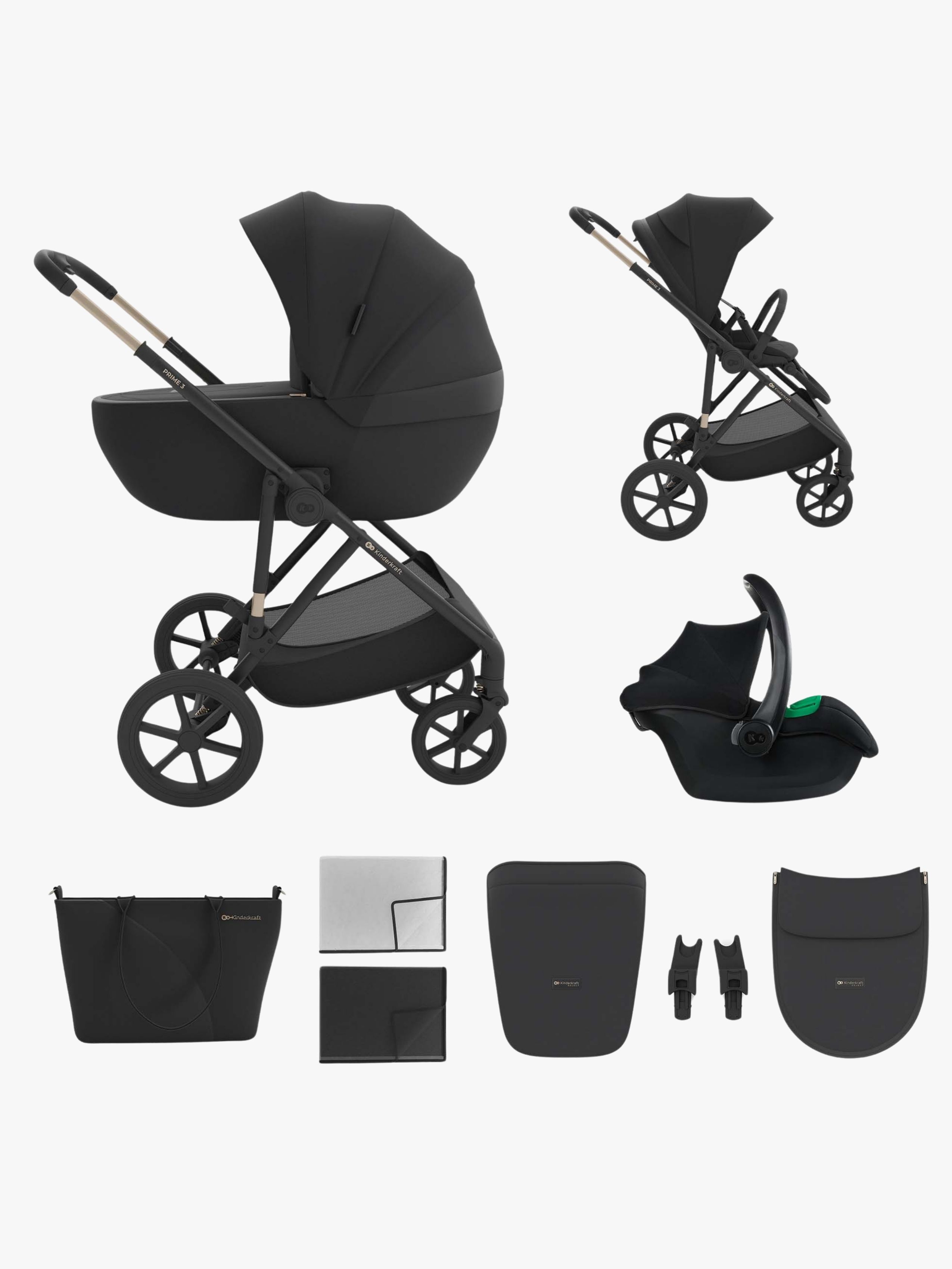 Kinderkraft Prime 3 3-i-1 Duovogn, Venezian Black