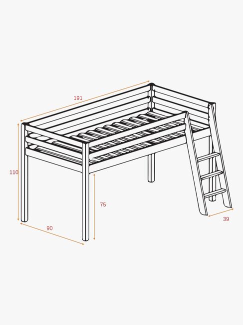 JLY TILDA Juniorseng m Sengegardin 90x190, Hvid