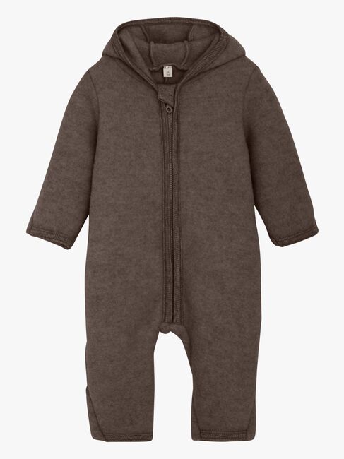 Huttelihut Flyverdragt Merinould med Ører, Brown Melange