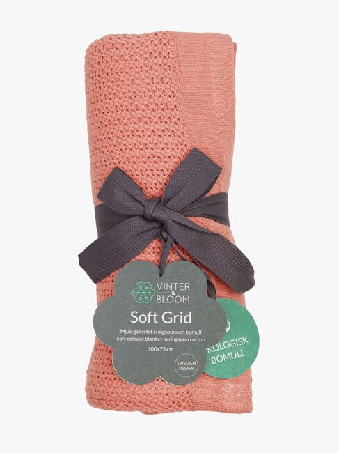 Vinter & Bloom Soft Grid EKO Hæklet Babytæppe, Clay Coral