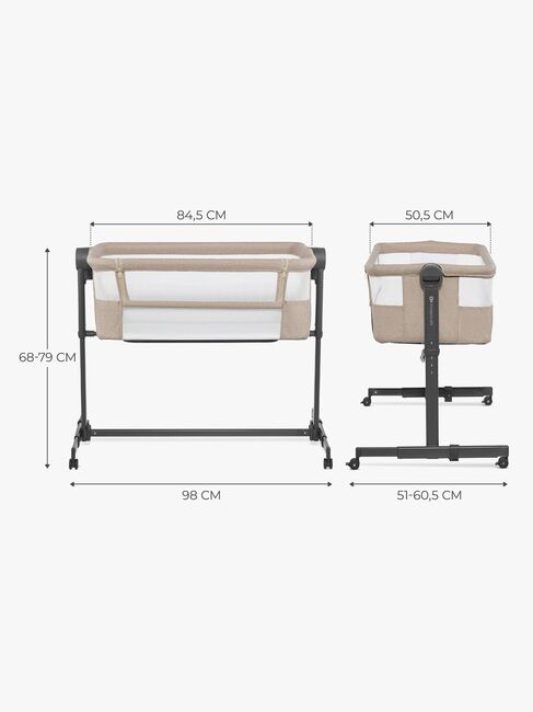 Kinderkraft Nestee Up 2 Bedside Crib, Beige