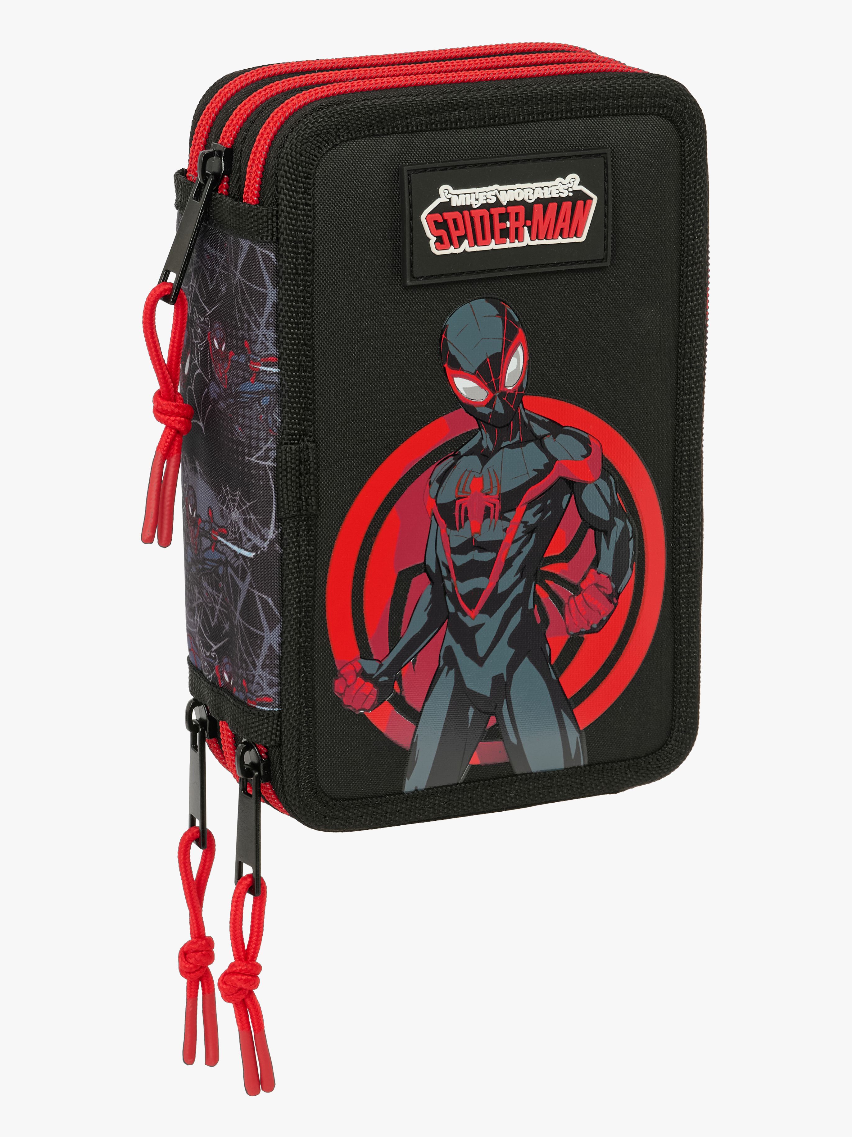 Marvel Spider-Man Miles Morales Fyldt Penalhus med 3 Rum 37 Dele, Sort