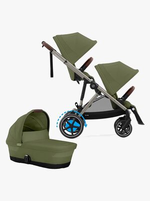 Cybex e-Gazelle S Søskendevogn inkl. Liggedel, Moss Green/Taupe