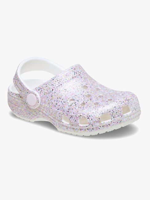 Crocs Classic Fantasy Glitter Kids Clogs, White