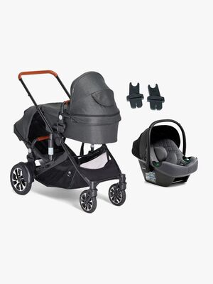Beemoo Maxi 4 Twin Søskendevogn inkl. Route i-Size Autostol Baby, Black/Mineral Grey