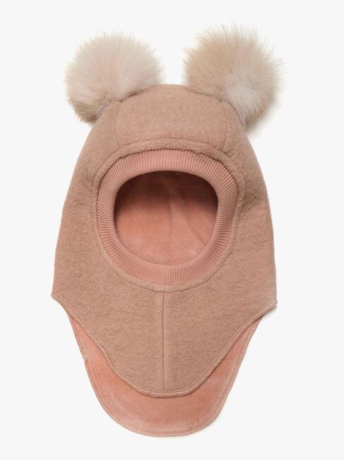 Huttelihut Elefanthue Merinould med Pomponer, Rose Melange