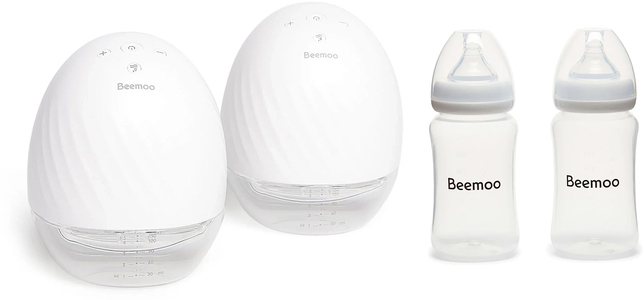  Beemoo Care Wearable Elektrisk Brystpumpe Dobbelt inkl. Modermælksflaske 240 ml 2-pak
