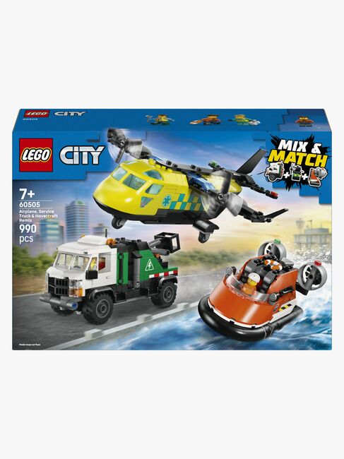 LEGO City 60505 Remix – Fly, servicevogn og luftpudebåd